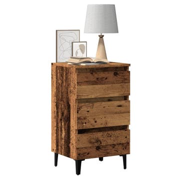 vidaXL Nachtkastje met metalen poten 40x35x69 cm oud, Minder dan 45 cm, Verzenden, Nieuw, 55 tot 70 cm