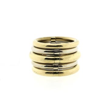 Pomellato bicolor gouden tubolare ring, Gebruikt, Ophalen of Verzenden, 17 tot 18, Dame
