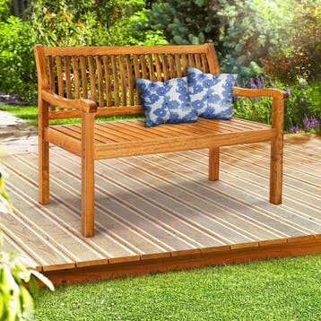 Houten Tuinbank - Weerbestendig - 3 personen - Bruin - Tillv, Verzenden, Zo goed als nieuw