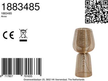 Light & Living Aboso - Tafellamp - Ø24cm - Goud, Verzenden, Nieuw