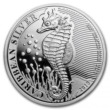 Barbados Seahorse - 1 oz 2018 (10.000 oplage), Verzenden, Midden-Amerika, Losse munt, Zilver