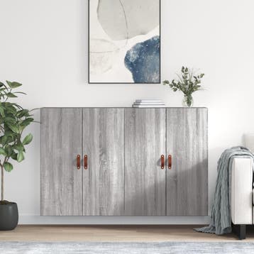 vidaXL Hangkasten 2 st 69,5x34x90 cm grijs sonoma, Verzenden, Nieuw, 50 tot 100 cm, Minder dan 100 cm