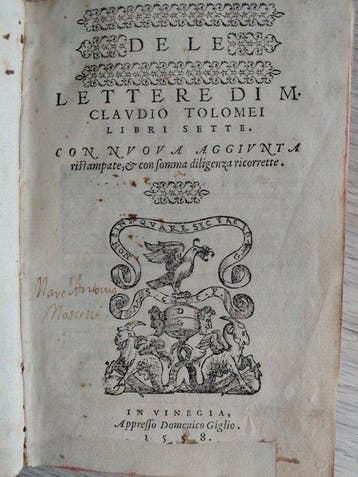 Claudio Tolomei - De Le Lettere di M. Claudio Tlomei - 1558