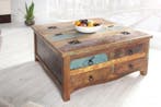 Massieve salontafel JAKARTA 70 cm kleurrijke ladekast, Huis en Inrichting, Tafels | Salontafels, Ophalen of Verzenden, Nieuw