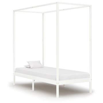 Eenpersoons Hemelbed Grenenhout | Tweedekansje | OP=OP, Eenpersoons, Wit, Ophalen of Verzenden, 200 cm