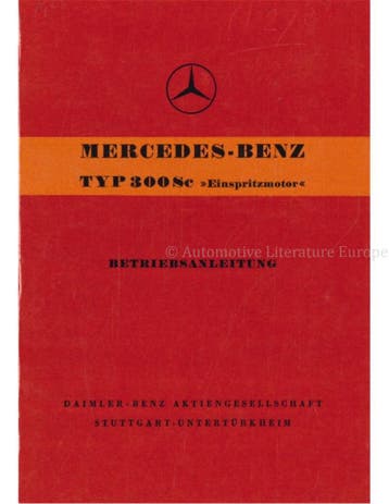 1956 MERCEDES BENZ TYPE 300Sc INJECTIEMOTOR, Auto diversen, Handleidingen en Instructieboekjes