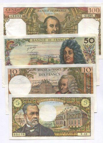 Frankrijk. - 4 banknotes - various dates (Zonder