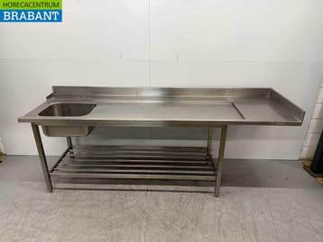 RVS Aanvoertafel Spoeltafel Spoelbak met onderschap 258,5 x, Ophalen of Verzenden, Gebruikt