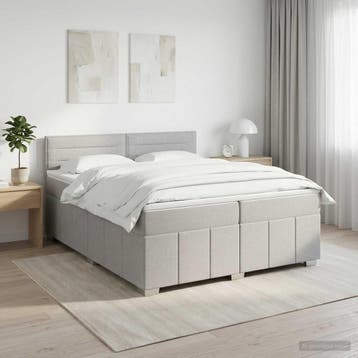 vidaXL Boxspringbed met matras Lichtgrijs 200 x 200 cm Stof, Verzenden, Nieuw, Tweepersoons, Stof