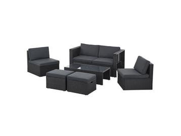 Veiling - Polyrotan Loungeset / Tuinset Salou - Zwart, Nieuw