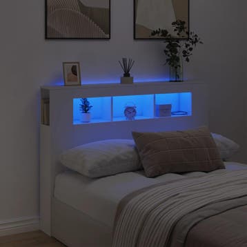 vidaXL Hoofdeinde met LED 140x18,5x103,5 cm bewerkt hout wit, Verzenden, Nieuw, Wit, Hout