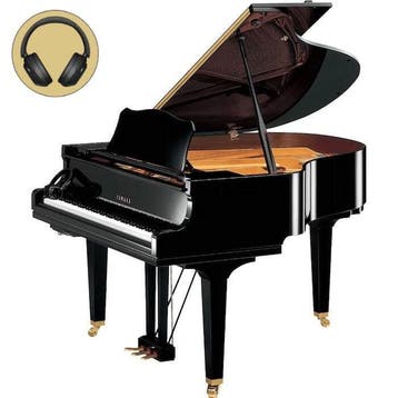 Yamaha GC2 SH3 PE messing silent vleugel (zwart hoogglans), Nieuw, Zwart, Vleugel