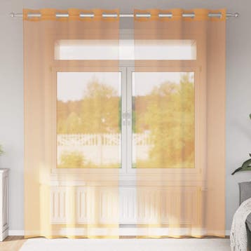 vidaXL Gordijnen met doorvoertules 2 st 140x225 cm oranje, Verzenden, Nieuw, Oranje
