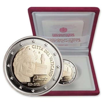 Vaticaan 2 Euro Dante 2021 Proof, Postzegels en Munten, Verzenden