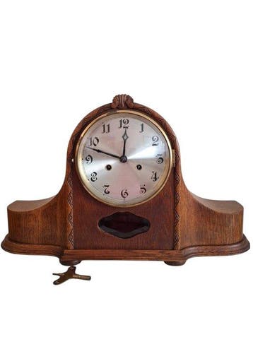 Schouwklok - Art Deco - Eik - 1920-1930 - Napoleonshoed