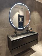 Badmeubel 120cm mat zwart greeploos met kranen+spiegel 0035, Huis en Inrichting, Badkamer | Badkamermeubels, Ophalen, Nieuw, Wastafelkast