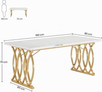 Bureau - Computertafel - Computerbureau - 160x80 cm - Wit/Go, Verzenden, Zo goed als nieuw