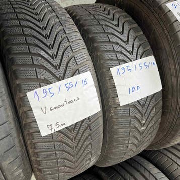 2 x Vredestein Snowtrac 3 195-55-16 Winterbanden 7,5mm, Gebruikt, 16 inch, Band(en), Personenwagen