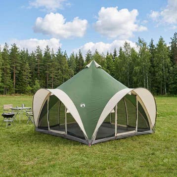 vidaXL Tipi Tent met dak Groen 6-persoons Polyester en staal, Verzenden, Nieuw, Tot en met 2