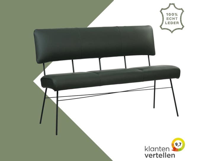 Leren eetkamerbank Solid - Toledo Verde (donkergroen) -, Huis en Inrichting, Banken | Bankstellen, 150 tot 200 cm, 75 tot 100 cm