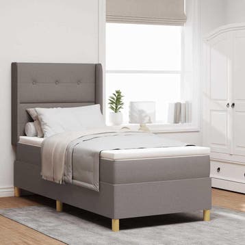 vidaXL Boxspringbed met LED-stripverlichting Taupe 80 x 200, Huis en Inrichting, Verzenden, Nieuw, Stof
