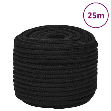 vidaXL Werktouw 12 mm 25 m polyester zwart, Verzenden, Nieuw