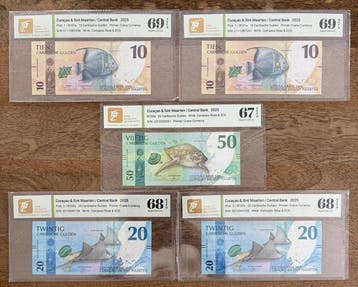 Curaçao. - 5 Banknotes Gulden - 2025 - Pick 1, 2 en 3, Postzegels en Munten