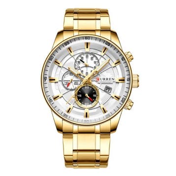Staal Luxe Horloge - Bandje Analoog Kwarts Roestvrij Uurwerk, Verzenden, Nieuw, Curren