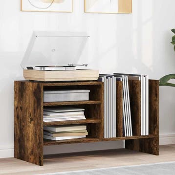 vidaXL Platenkast Gerookt eiken 78.5 x 35 x 45 cm Bewerkt, Verzenden, Nieuw