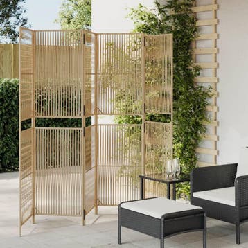 vidaXL Kamerscherm 6 panelen poly rattan beige, Huis en Inrichting, Verzenden, Nieuw