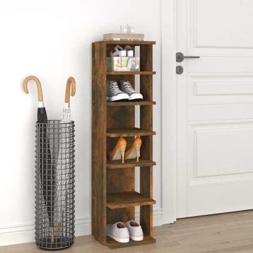 vidaXL Schoenenrek 27,5x27x102 cm bewerkt hout gerookt, Huis en Inrichting, Kasten | Schoenenrekken, Verzenden, Nieuw