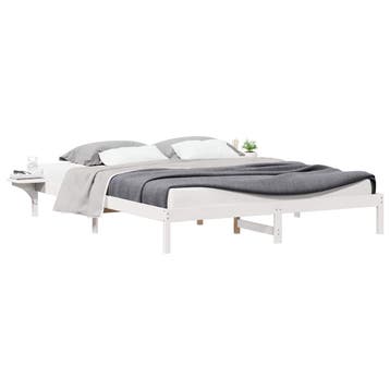 vidaXL Bedframe met Zijtafels Wit 180 x 220 cm Massief, Huis en Inrichting, Slaapkamer | Bedden, Verzenden, Nieuw, Wit, Hout
