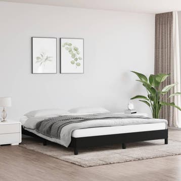 vidaXL Bedframe zonder matras stof zwart 160x200 cm, Verzenden, Zwart, 200 cm, Stof
