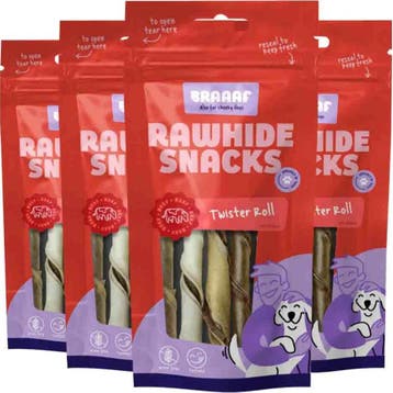 4x Braaaf Twister Rolls Hondensnack 14 cm 100 gr, Verzenden, Hond