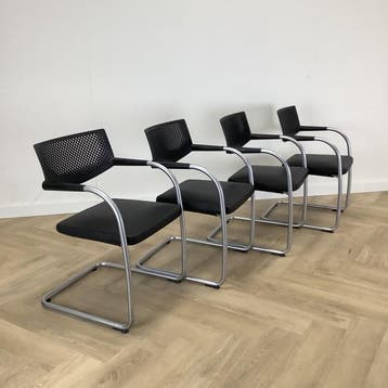 Complete Design set van 4x Vitra Visasoft Visavis, Ophalen of Verzenden, Gebruikt, Leer, Eén