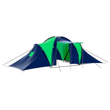vidaXL Tent 9-persoons polyester blauw en groen, Caravans en Kamperen, Verzenden, Nieuw, Meer dan 6