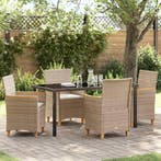 vidaXL Tuin eettafelset 5 pcs Beige poly rattan, Verzenden, Nieuw, Rotan, 5 zitplaatsen