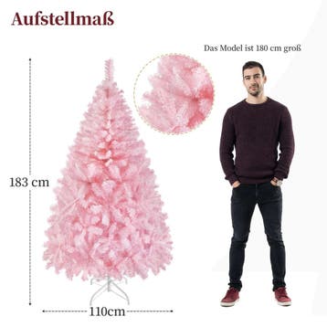 2dekans | Yaheetech Kunstkerstboom Roze – 110 x 110 x 183 cm, Ophalen of Verzenden, Zo goed als nieuw