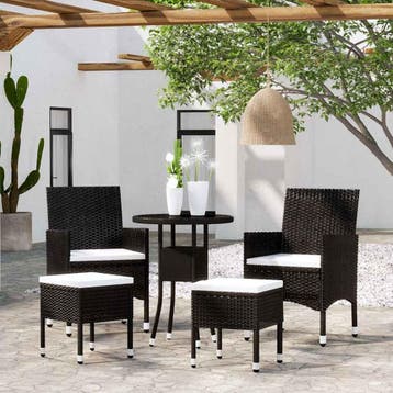 vidaXL 5-delige Loungeset poly rattan zwart, Verzenden, Nieuw, Loungeset