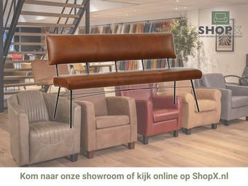 Leren eetkamerbank Solid - Granada Savannah (cognac) -, 150 tot 200 cm, Nieuw, Ophalen of Verzenden, Rechte bank