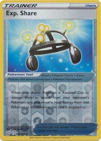 Exp. Share 126/163 reverse holo Battle Styles, Hobby en Vrije tijd, Verzamelkaartspellen | Pokémon, Losse kaart, Nieuw, Foil, Ophalen of Verzenden
