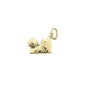 Gouden hanger van een voetbal met schoen (Hanger of bedel), Ophalen of Verzenden, Gebruikt, Goud, Overige merken
