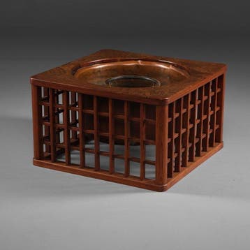 Vuurkorf  (hibachi) - Koper, Keyaki-hout, burlhout - Japan