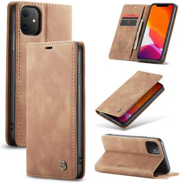 CaseMe book case leer - Apple iPhone 11 - licht bruin, Telecommunicatie, Verzenden, Nieuw