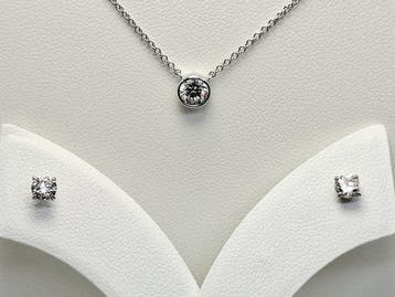 3-delige sieradenset - 14 karaat Witgoud - 0.81ct. tw.
