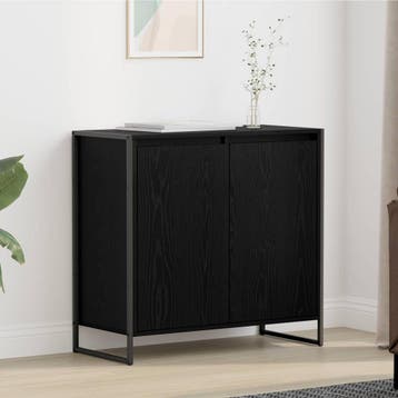 vidaXL Bijzetkast Zwart Eiken 79 x 36 x 75 cm Bewerkt hout, Minder dan 50 cm, Verzenden, Nieuw, Minder dan 100 cm