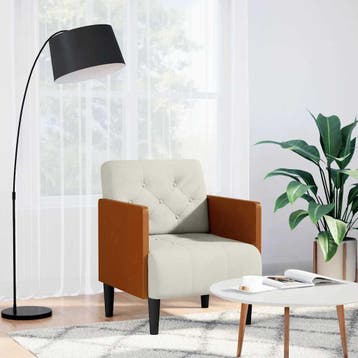 vidaXL Fauteuil met armleuningen Crème 55 cm Fluweel, Huis en Inrichting, Fauteuils, Verzenden, Nieuw