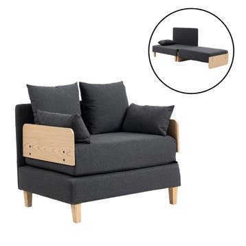 Slaapbank Seinlus 1-zits 81x88x68 cm donkergrijs [en.casa], Verzenden, Nieuw