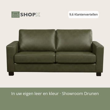 Leren bank Energy - 2,5 zits - Granada Moss (olijf/groen) -, 150 tot 200 cm, Nieuw, Ophalen of Verzenden, Rechte bank