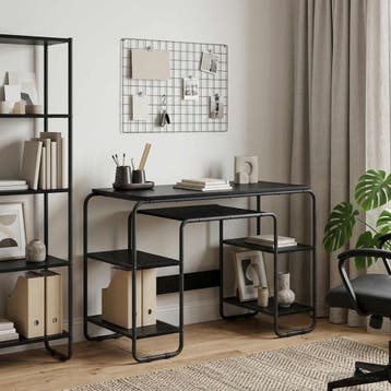 vidaXL Bureau met opbergruimte Zwart eiken 113.5 x 52 x 75.5, Huis en Inrichting, Bureaus, Verzenden, Nieuw